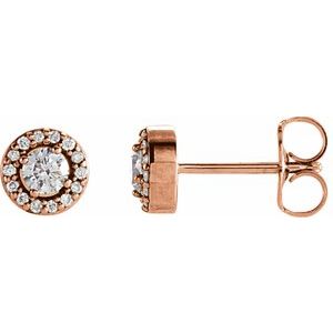 Diamond Round 4-Prong Halo-Style Earrings