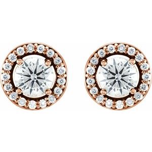 Diamond Round 4-Prong Halo-Style Earrings