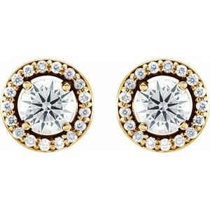 Diamond Round 4-Prong Halo-Style Earrings