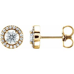 Diamond Round 4-Prong Halo-Style Earrings