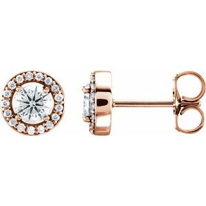 Diamond Round 4-Prong Halo-Style Earrings