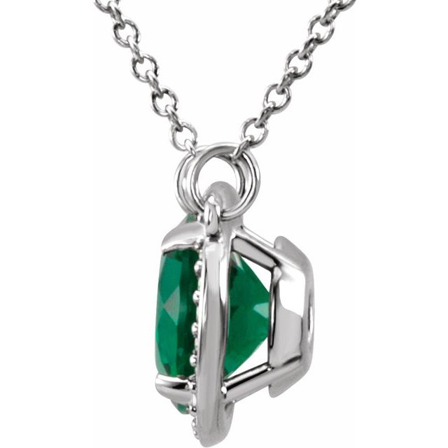 14k-white--lab-grown-emerald-&-.04-ctw-natural-diamond-16"-necklace