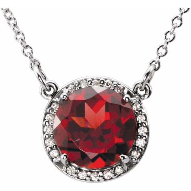 14k-white--natural-mozambique-garnet-&-.05-ctw-natural-diamond-16"-necklace