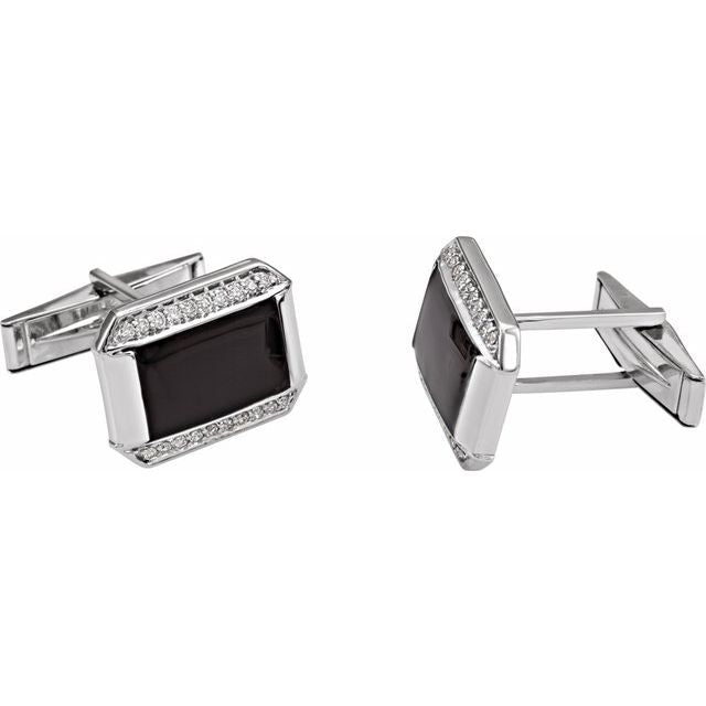 14k-white-1/4-ctw-natural-diamond-cuff-links