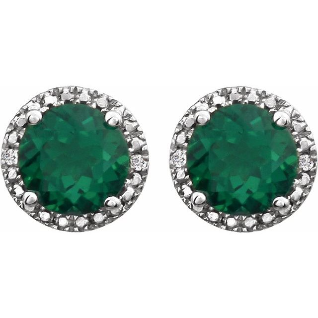 sterling-silver-lab-grown-emerald-&-.01-ctw-natural-diamond-earrings