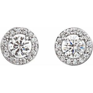 Diamond Round 4-Prong Halo-Style Earrings