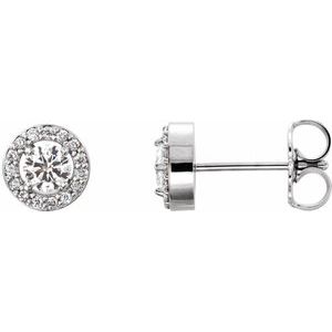 Diamond Round 4-Prong Halo-Style Earrings