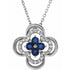 14k-white-lab-grown-blue-sapphire-&-.08-ctw-natural-diamond-clover-18"-necklace