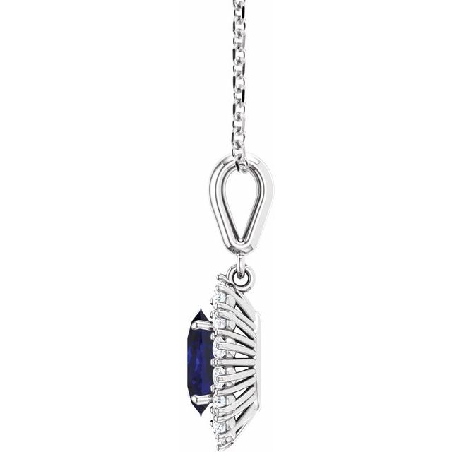 14k-white-lab-grown-blue-sapphire-&-1/3-ctw-natural-diamond-18"-necklace