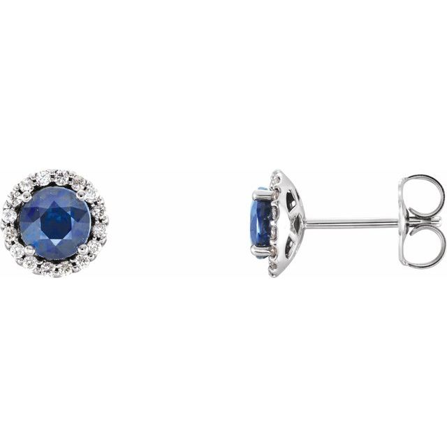 14K White Gold|Natural Blue Sapphire|4 mm