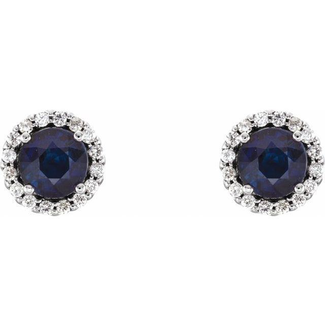14K White Gold|Natural Blue Sapphire|4 mm