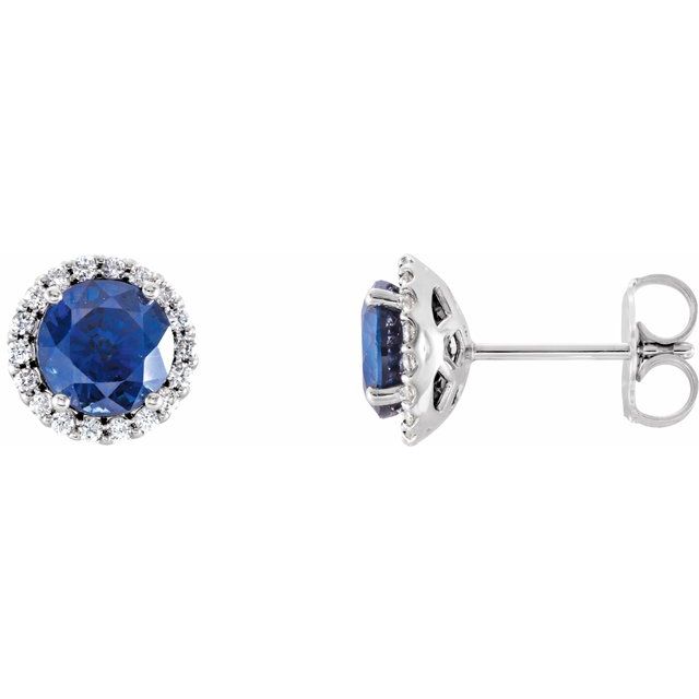 14K White Gold|Natural Blue Sapphire|4 mm