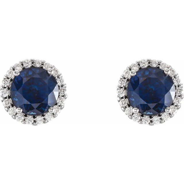 14k-white--lab-grown-blue-sapphire-&-1/10-ctw-natural-diamond-earrings