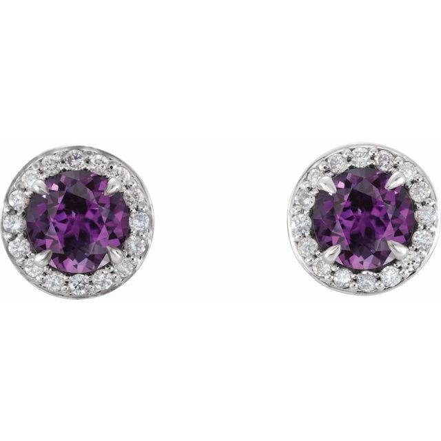14k-white--lab-grown-alexandrite-&-1/8-ctw-natural-diamond-earrings