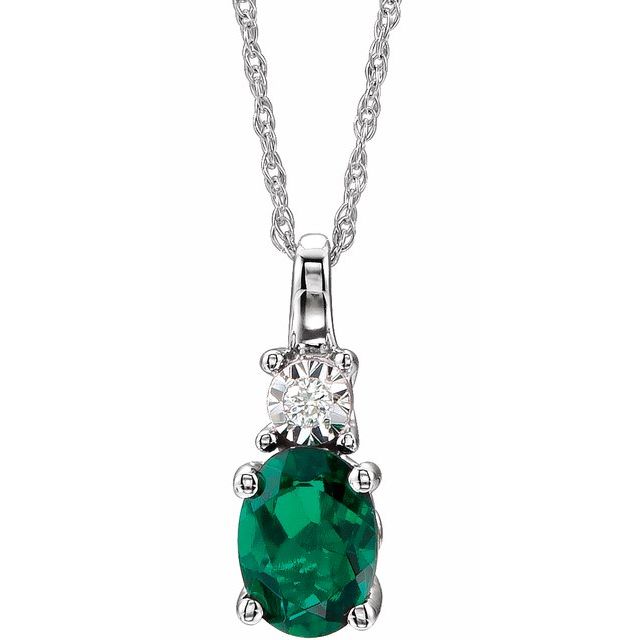 14k-white-lab-grown-emerald-&-.02-ct-natural-diamond-18"-necklace
