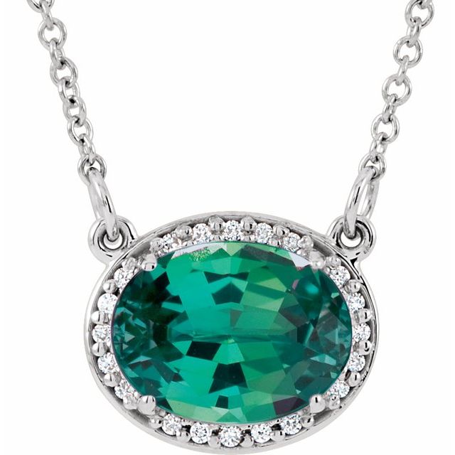 14k-white-lab-grown-emerald-&-.04-ctw-natural-diamond-16-1/2"-necklace