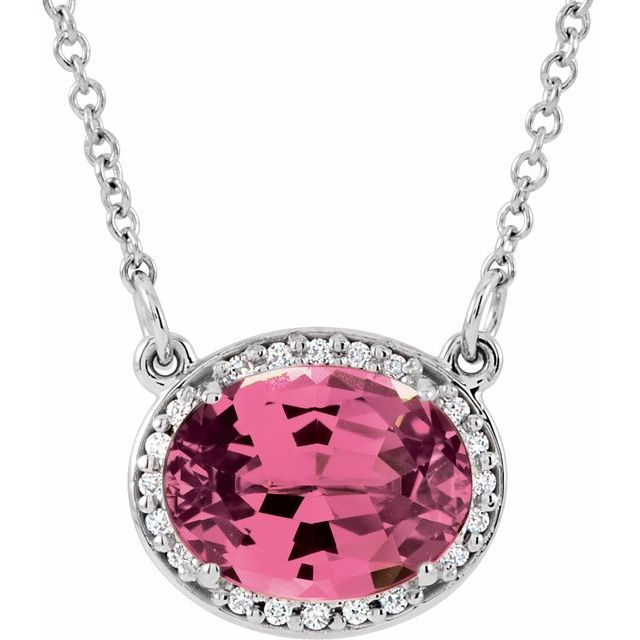 14k-white-natural-pink-tourmaline-&-.04-ctw-natural-diamond-16-1/2"-necklace