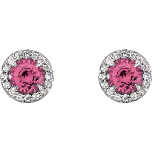 14k-white--natural-pink-tourmaline-&-1/8-ctw-natural-diamond-earrings