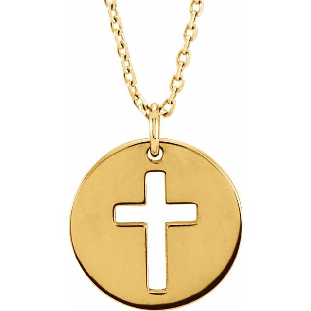 14k-white-pierced-cross-disc-16-18"-necklace