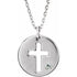 14k-white-.03-ct-natural-diamond-pierced-cross-disc-16-18"-necklace