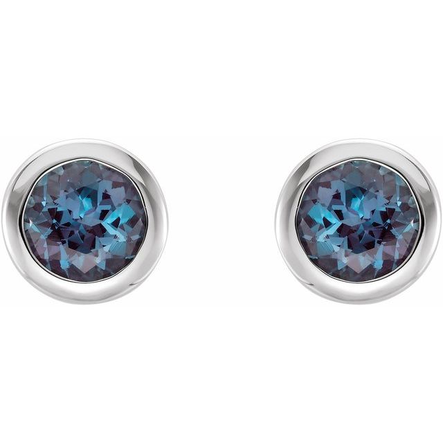platinum-lab-grown-alexandrite-bezel-set-earrings