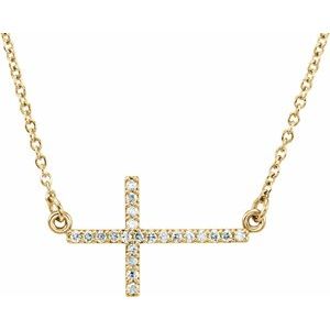 0.07 ct Diamond Sideways Cross Necklace