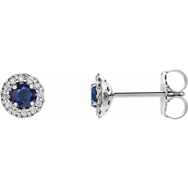 14K White Gold|Natural Blue Sapphire|4 mm