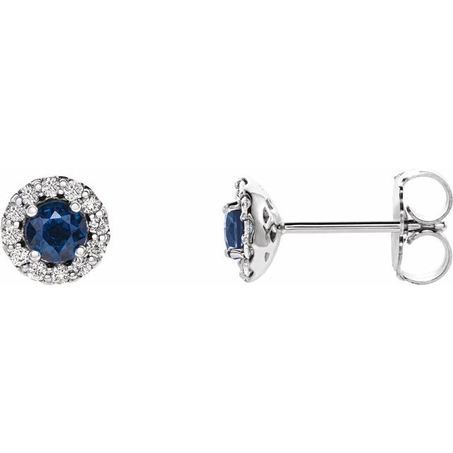 14K White Gold|Natural Blue Sapphire|4 mm