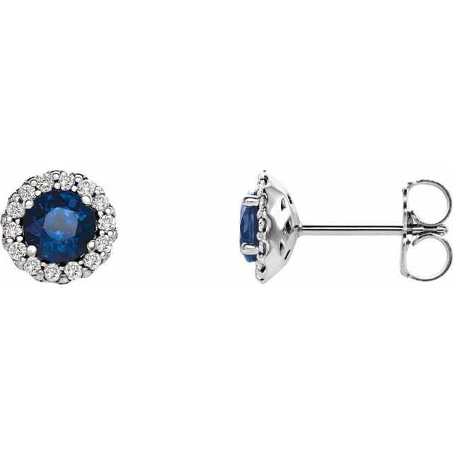 14K White Gold|Natural Blue Sapphire|4 mm