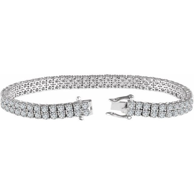 sterling-silver-imitation-white-cubic-zirconia-double-row-line-7"-bracelet