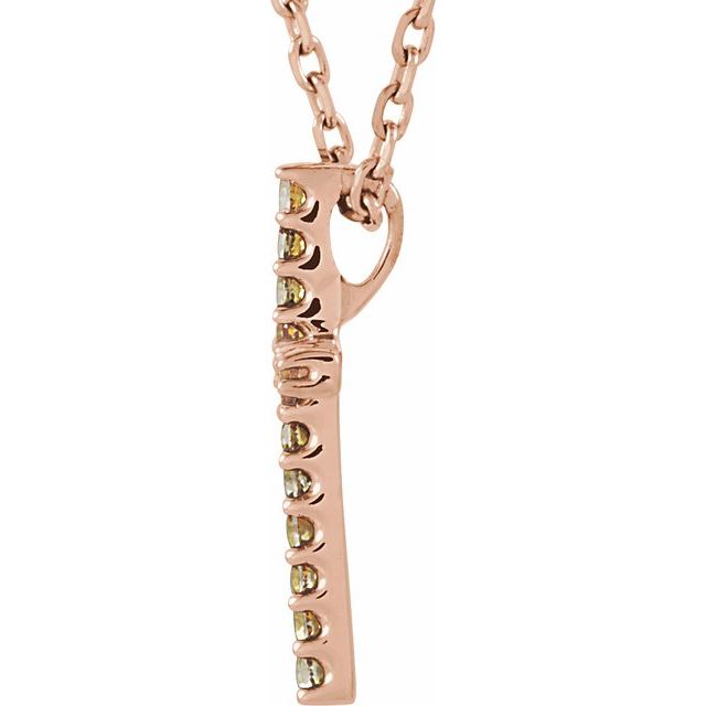 14k-rose-natural-yellow-sapphire-petite-cross-16"-necklace