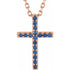 14k-rose-natural-blue-sapphire-petite-cross-16"-necklace