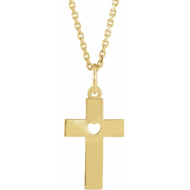 14k-yellow-pierced-heart-cross-15"-necklace