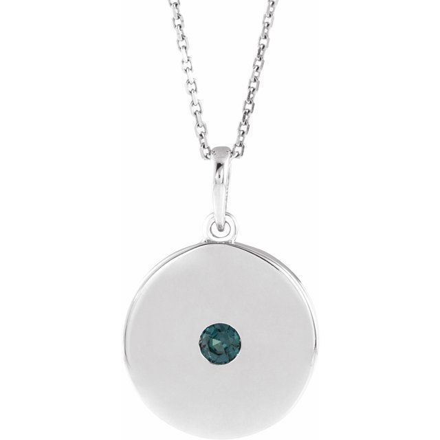 14k-white-lab-grown-alexandrite-disc-16-18"-necklace
