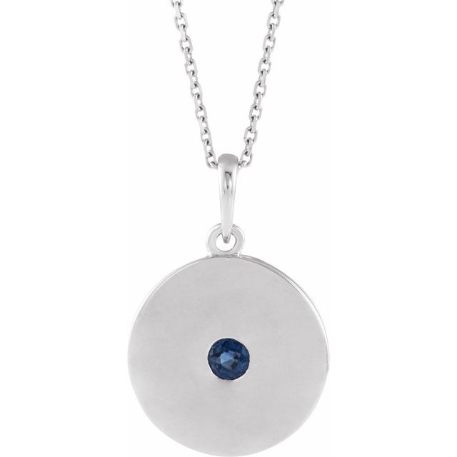 14k-white-lab-grown-blue-sapphire-disc-16-18"-necklace
