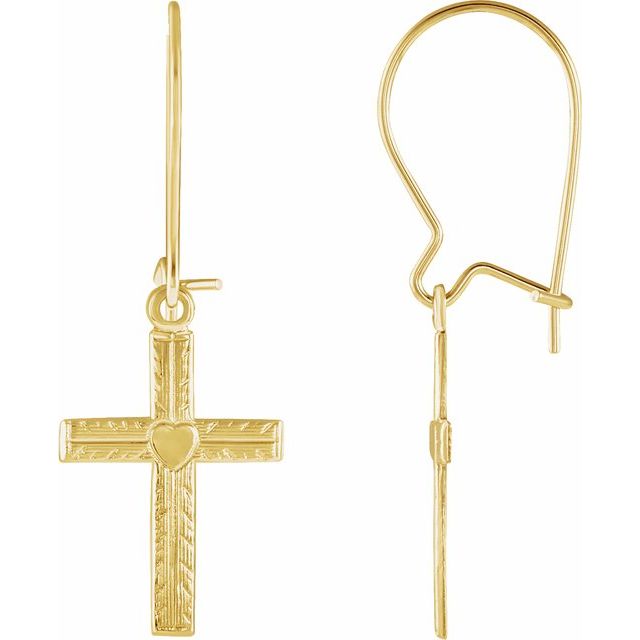 14k-yellow-heart-&-cross-earrings