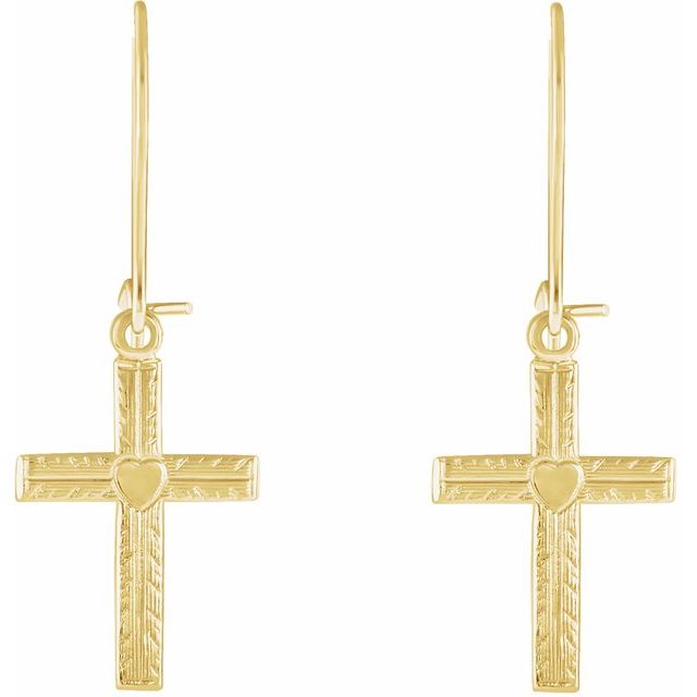 14k-yellow-heart-&-cross-earrings