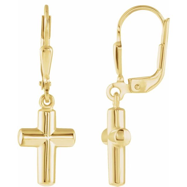 14k-yellow-cross-lever-back-earrings