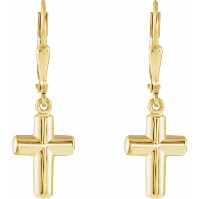 14k-yellow-cross-lever-back-earrings