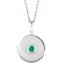 14k-white-natural-emerald-disc-16-18"-necklace