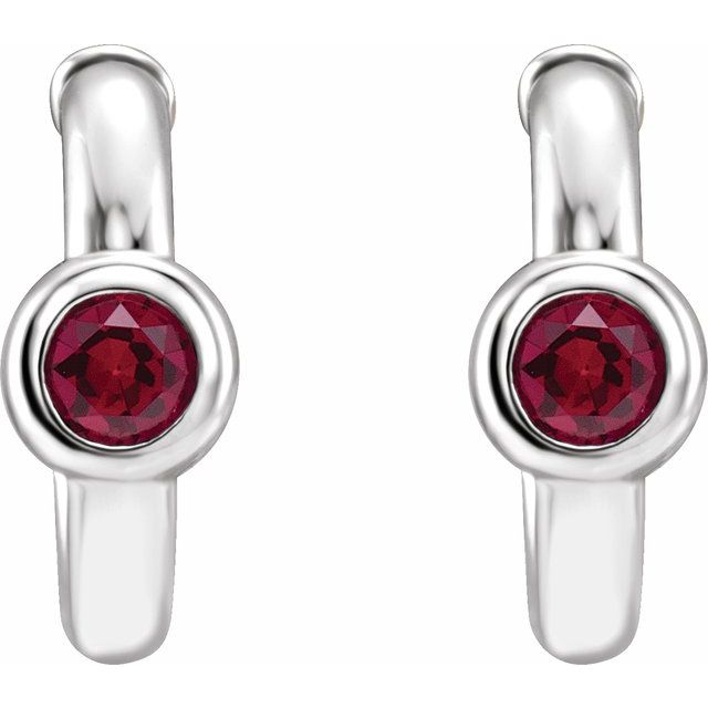 14k-white-lab-grown-ruby-huggie-hoop-earrings