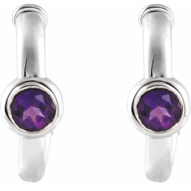 14k-white-natural-amethyst-huggie-hoop-earrings