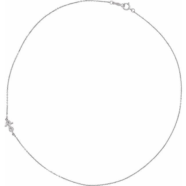 14k-white-infinity-inspired-off-center-sideways-cross-16"-necklace