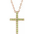 14k-rose-natural-peridot-petite-cross-16"-necklace