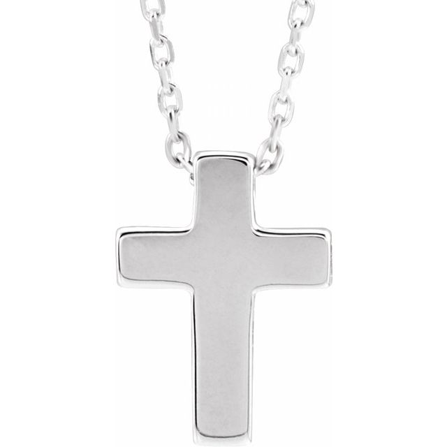 14k-white-petite-cross-16-18"-necklace