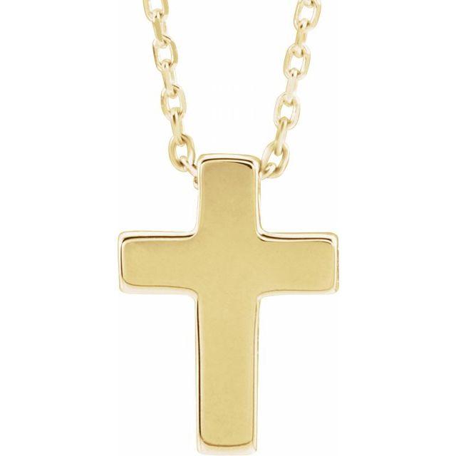 14k-white-petite-cross-16-18"-necklace
