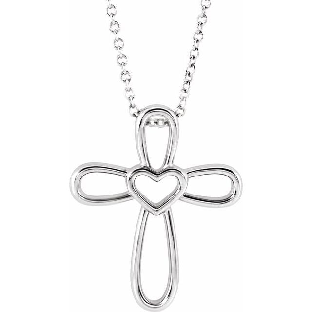 14k-white-cross-with-heart-16-18"-necklace