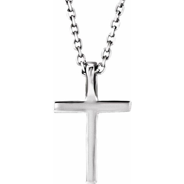 14k-white-natural-emerald-petite-cross-16"-necklace