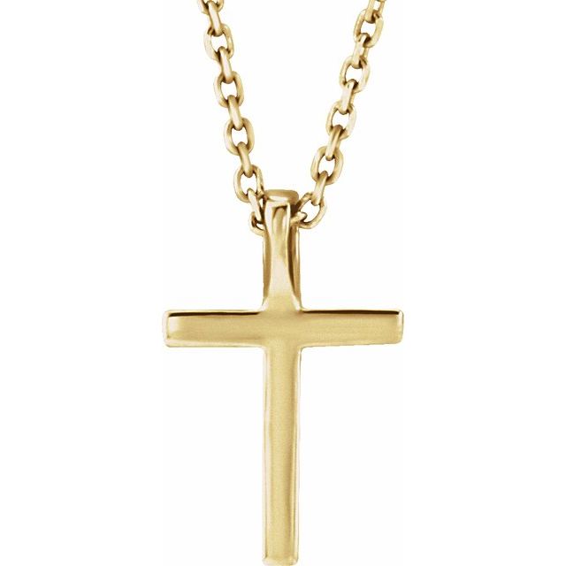 14k-yellow-.06-ctw-natural-diamond-petite-cross-16"-necklace