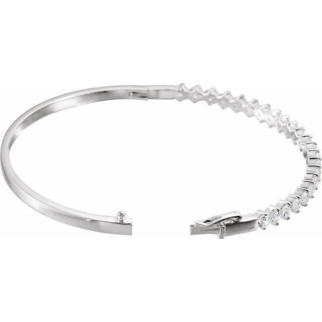 sterling-silver--imitation-white-cubic-zirconia-bangle-7"-bracelet